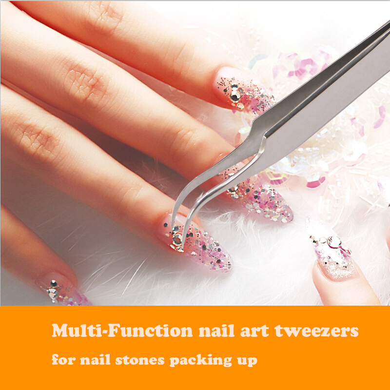 Tweezers Curved Nail Art Rhinestones Nipper Picking Tool