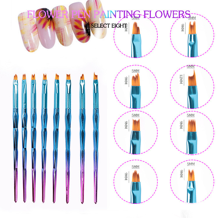 8PCS/Lot Smile Moon Shaped Acrylic French Nail Art Brush Set