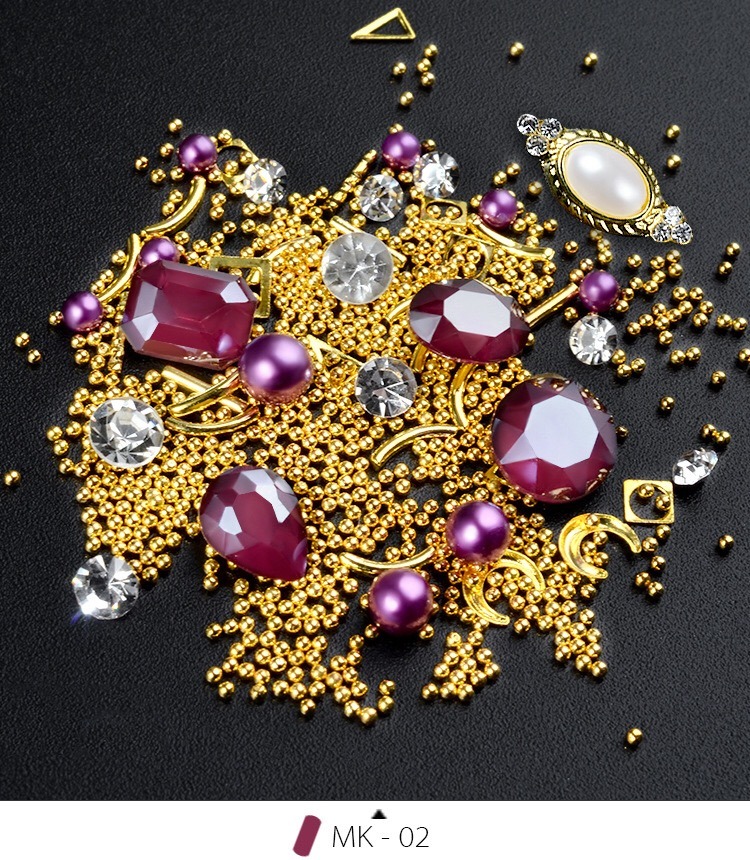 3D Mocha Stone Diamond Pearls Bead Mixed Nail Art Decoration