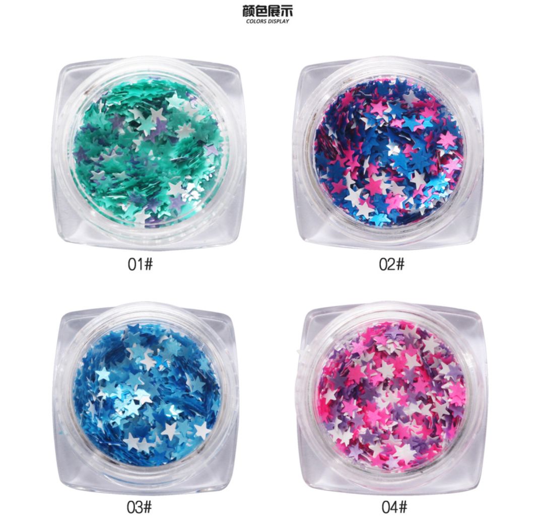 1 Bottle Star Design Glitter Sequins Color Mixed Nail Art