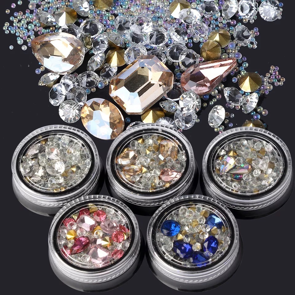Mix Shapes Glitter Diamond Beads Frosted Nail Art Rhinestones DIY