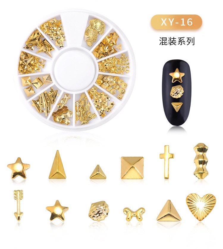 Wheel Metal Alloy Geometry Mix-Shaped Jewelry Accessories Manicure Decorations