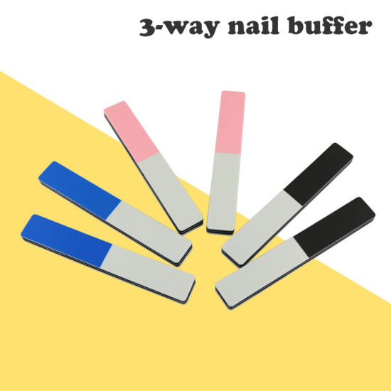 3-Way Nail File Buffing Washable Polishing Sandpaper Nail Buffer Manicure
