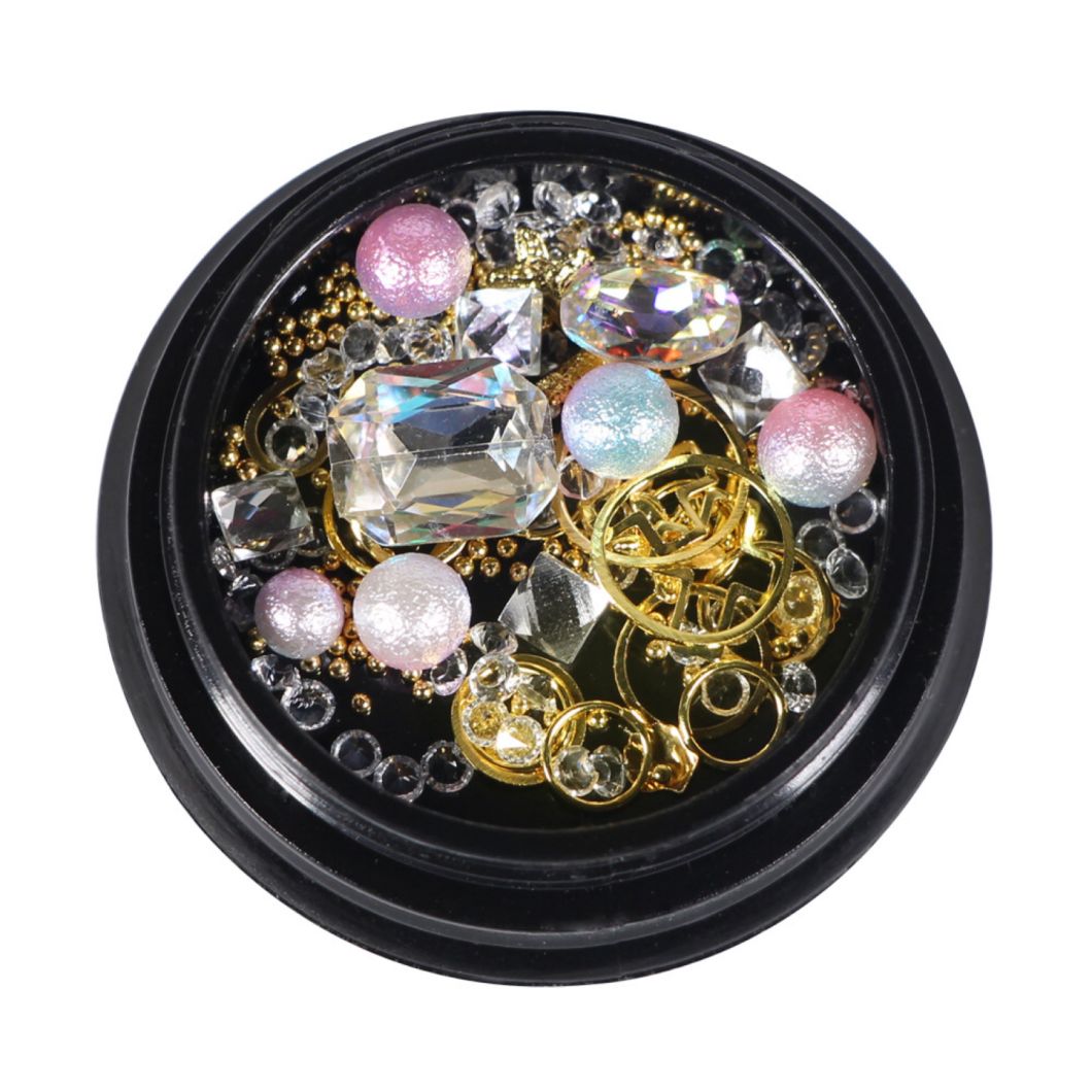 Ladymisty Mixed Diamond Nail Art Rhinestone Pearl 3D Decorations