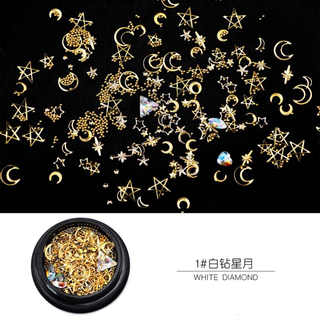 Nail Jewelry Mixed Diamonds Star Moon Shape for Nail Art