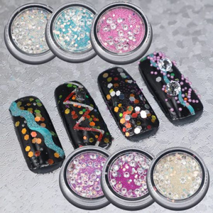Mixed Diamonds and Beads with Glitter Nail Art Decorations DIY