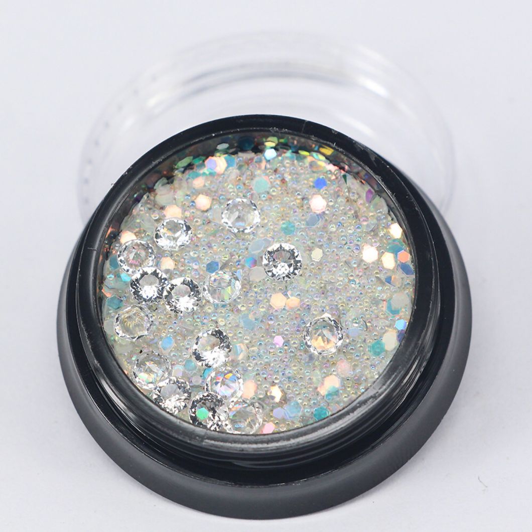 Mixed Diamonds and Beads with Glitter Nail Art Decorations DIY