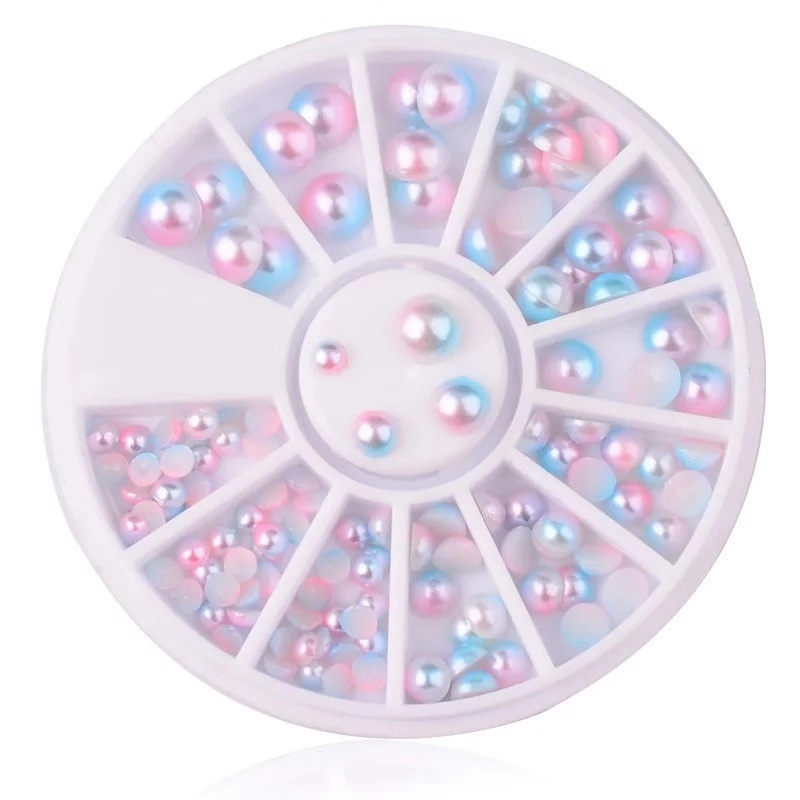 3D Multi-Size Semi-Circle Mermaid Pearls Beads for Nail Art Manicure