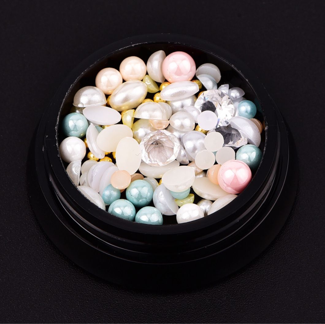 1jar Mix Shapes Glitter Diamond Pearls Nail Art Rhinestones Manicure