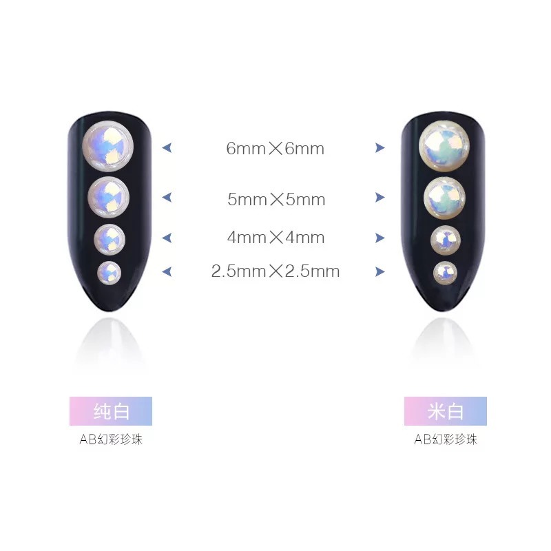 3D Mix-Size Flat Back Ab Color Pearl Nail Art Decorations