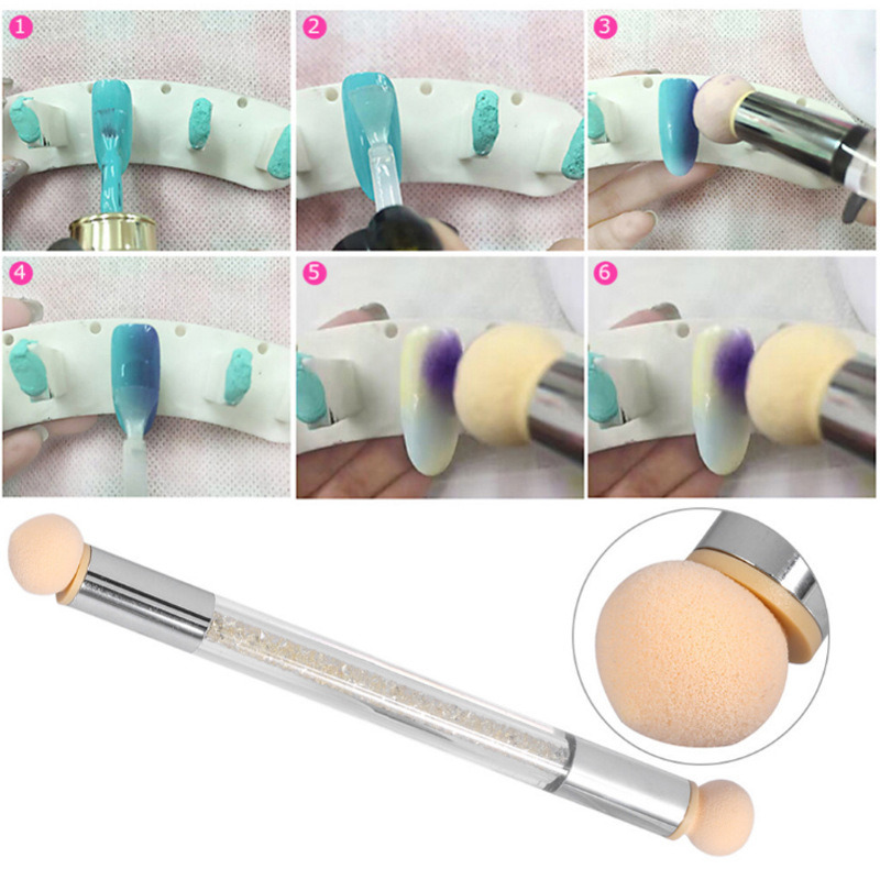 2-Head Nail Art Sponge Gradient Dotting Brush with 4-Sponge Head