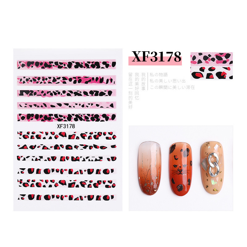 Leopard Print Stickers Nails Foils Transfer Decals Polishing Sliders Nails