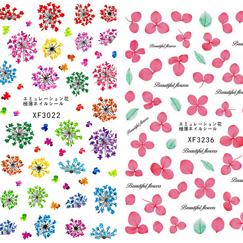 Flower Series Nail Art Stickers Full Wraps Nail Tips DIY