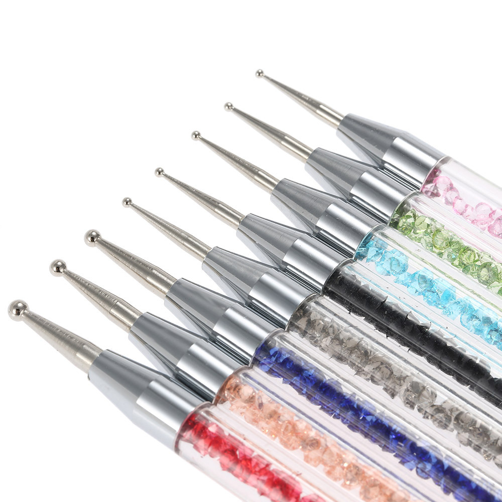 Nail Art Dotting Pen Acrylic Rhinestone Crystal 2-Way Brush Decoration