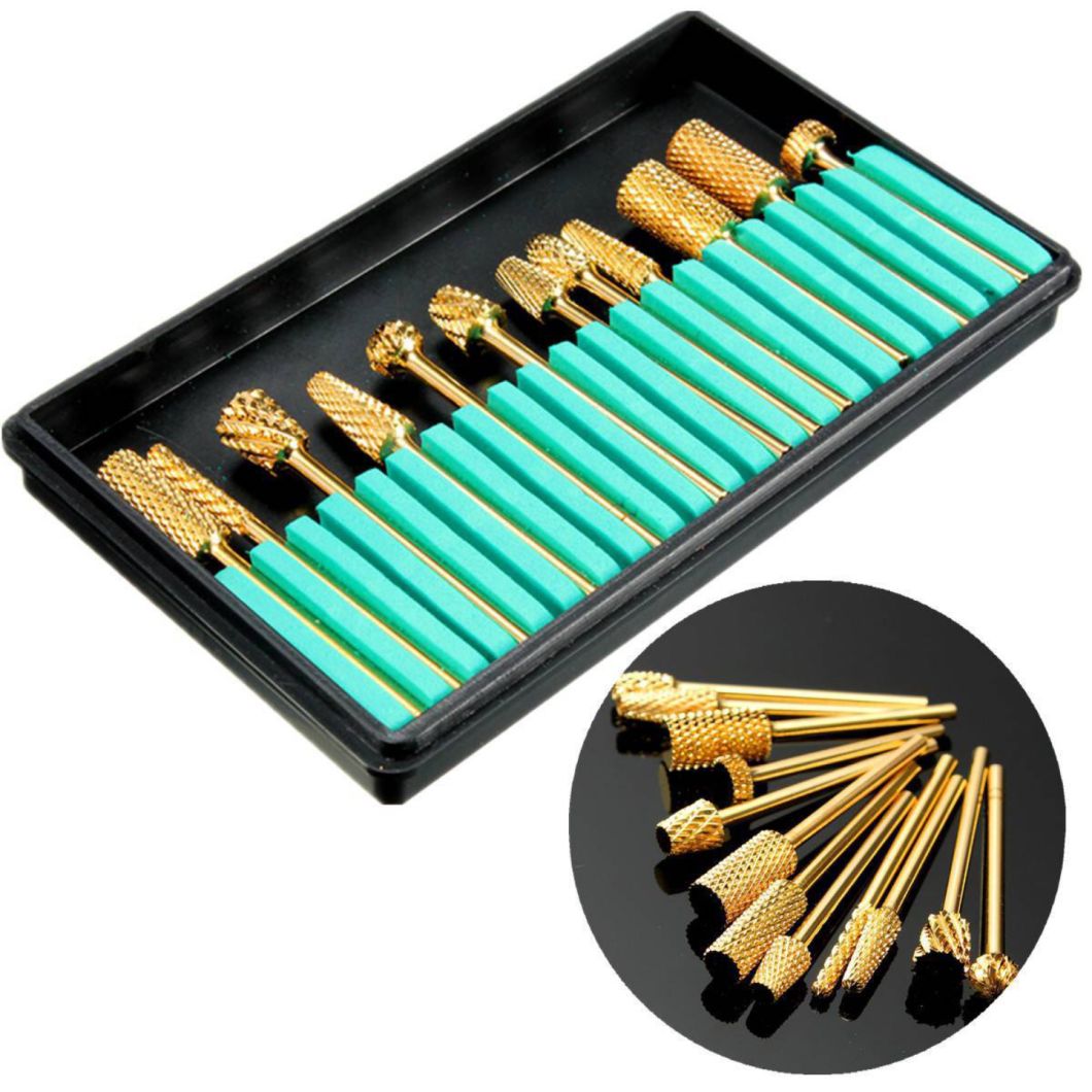 12PCS/Set Alloy Tungsten Steel Golden Nail Drill Bits