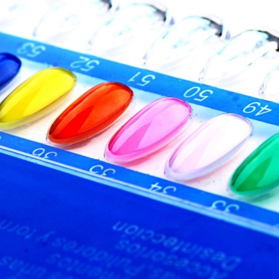 60 Tip Nail Color Card Chart Stand Plastic Fake Nails