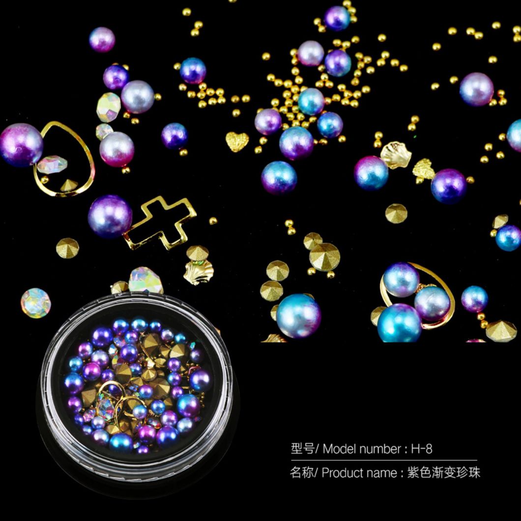 Mixed Colorful Pearl Beads and Diamod for Nail Art Decoration