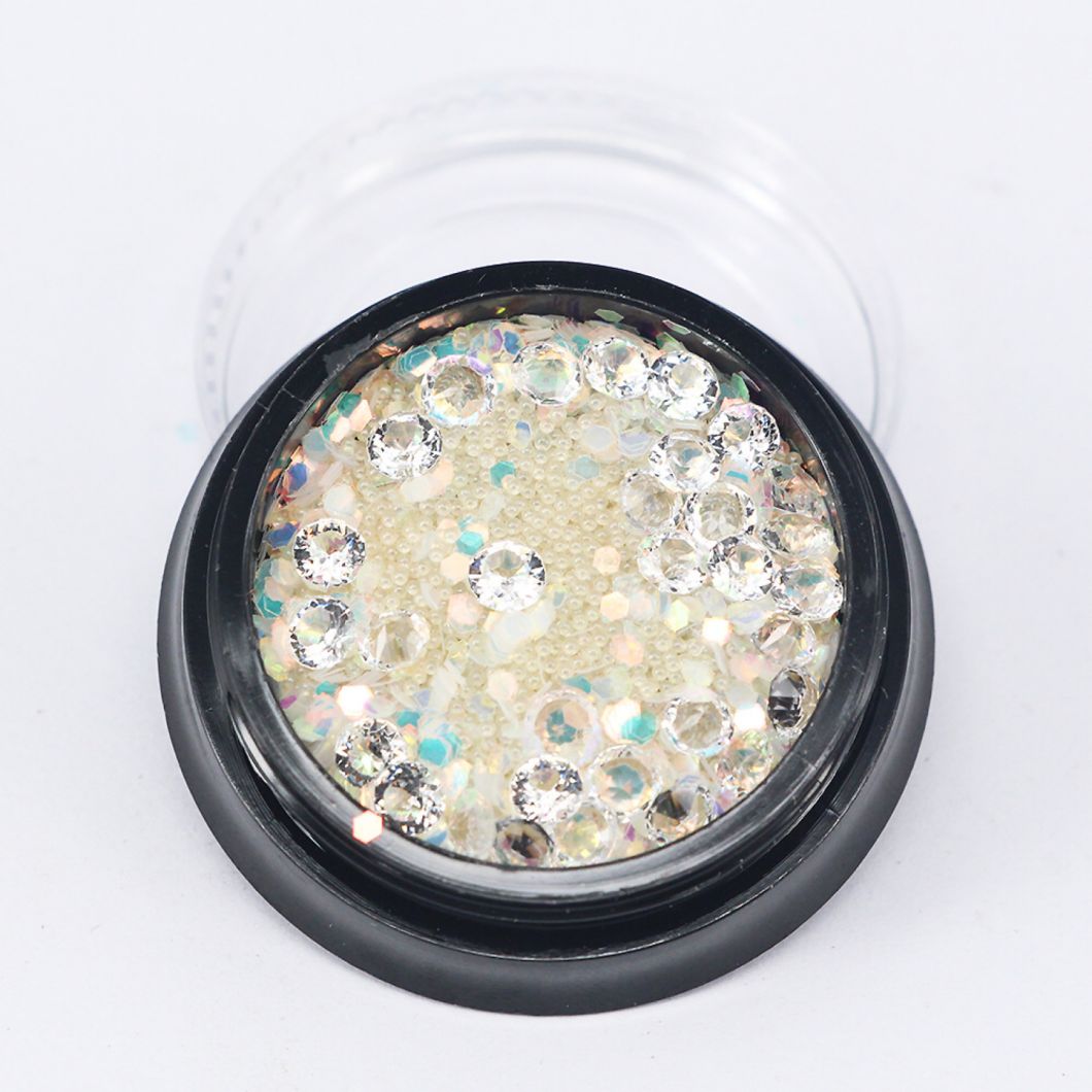 Mixed Diamonds and Beads with Glitter Nail Art Decorations DIY