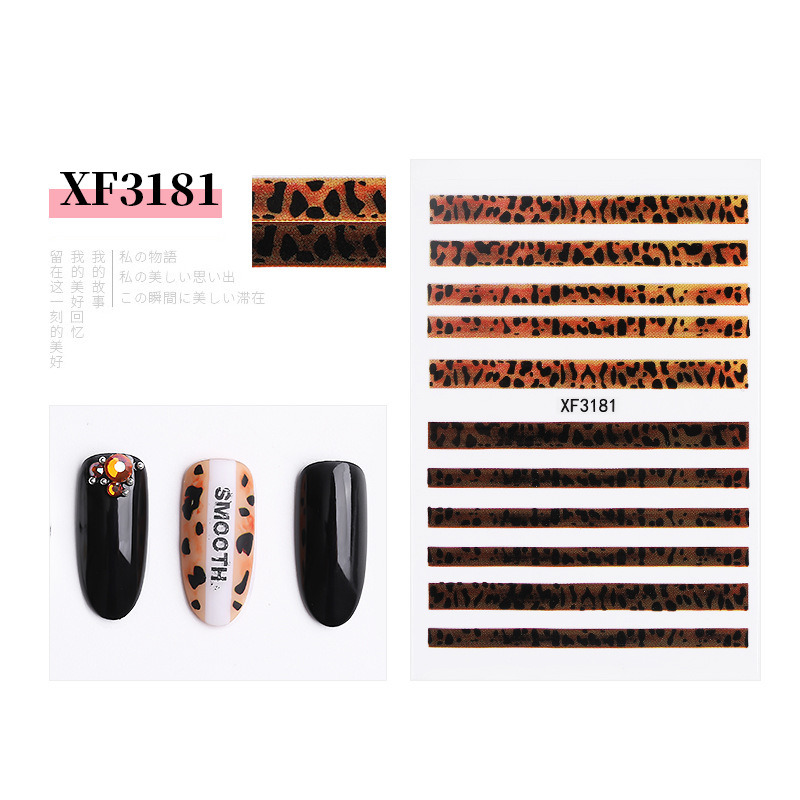 Leopard Print Stickers Nails Foils Transfer Decals Polishing Sliders Nails