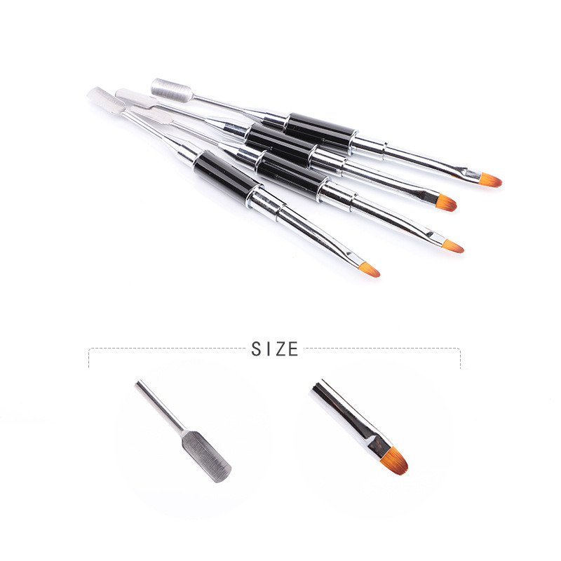 Nail Brush with Pusher Dual-Ended Builder Gel Nail Art Tool