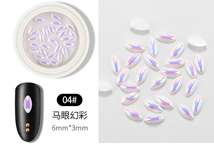 Rainbow Color Shinning Pearl Stickers DIY Nail Art Decoration