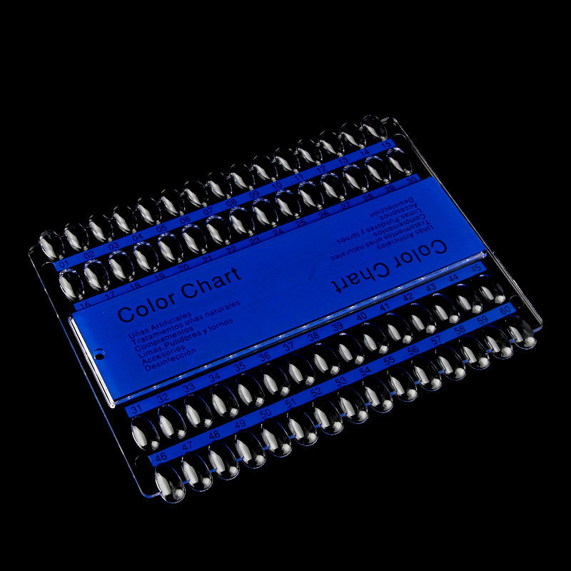 60 Tip Nail Color Card Chart Stand Plastic Fake Nails