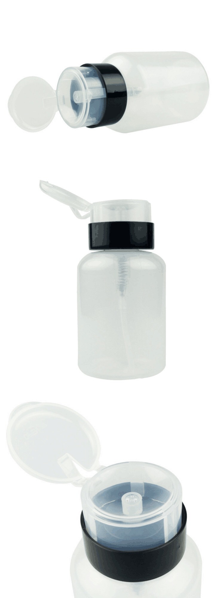 Liquid Clear Press Pumping Dispenser Container Nail Polish Remover Bottle