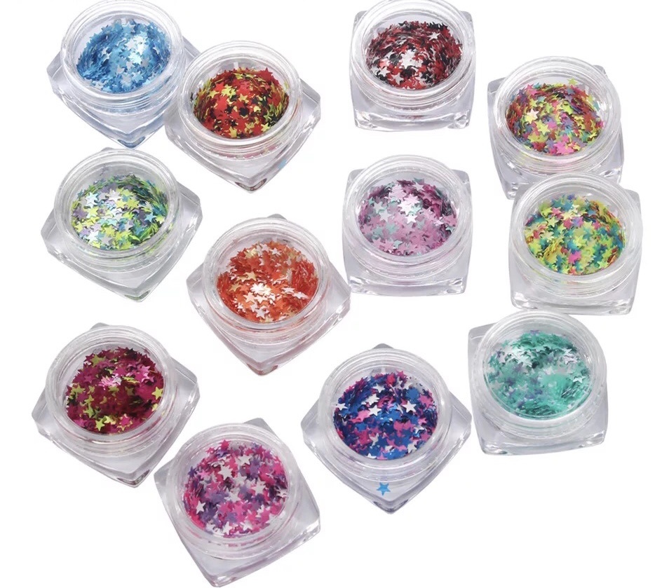 Mixed Colors Star Heart Shape Glitter for Nail Tips Decoration