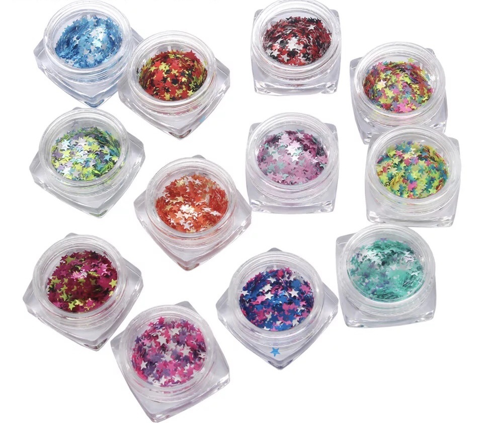 1 Bottle Star Design Glitter Sequins Color Mixed Nail Art