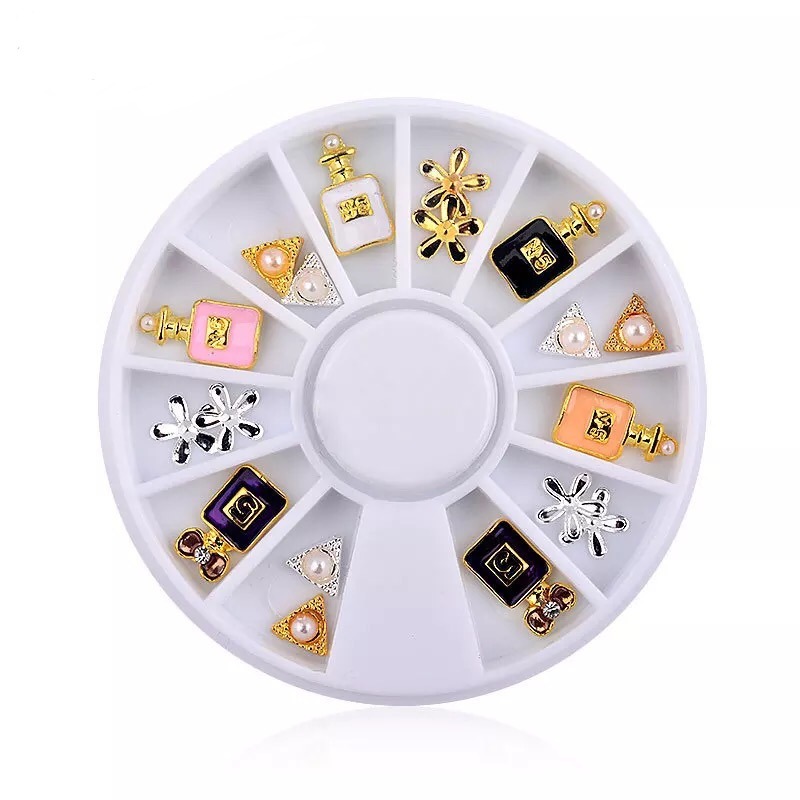 Wheel 3D Alloy Rhinestones Jewelry Pearl Nail Art Decorations
