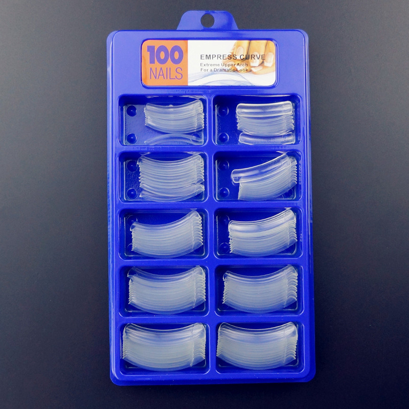 100PCS Empress-Curve Acrylic Nail Art Long French Nail Tips Clear