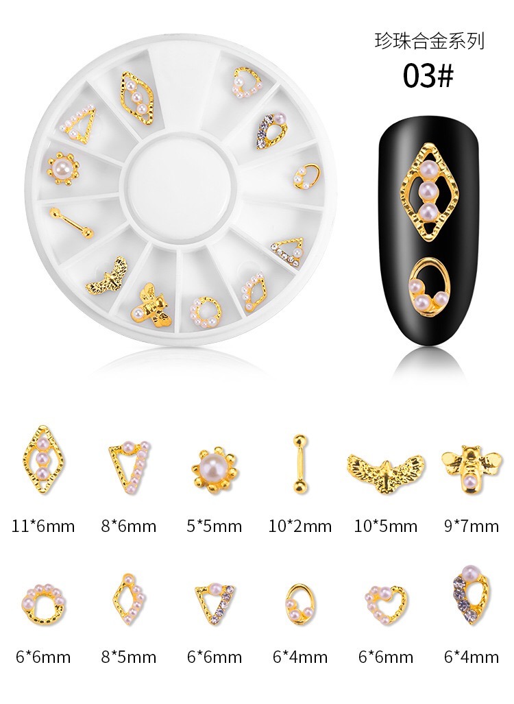 Charms Metal Alloy Diamonds Pearl Jewelry Nail Art Decorations Accessories