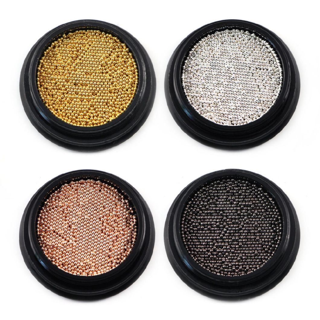 Tiny Steel Beads Manicure Jewelry Rose Gold Silver Black Decoration