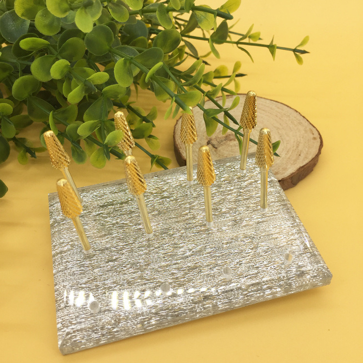 12holes Gold Silver Nail Drill Bits Display Nail Art Tools