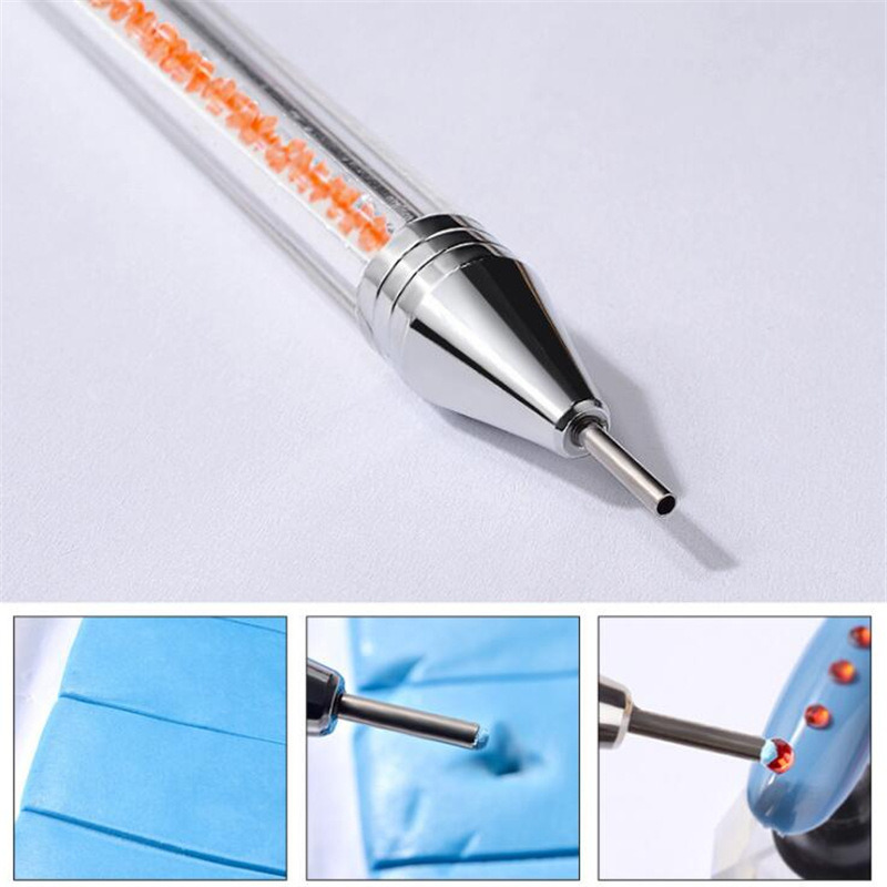 2-Ways Nail Dotting Pen Crystal Beads Handle Nail Art Tool