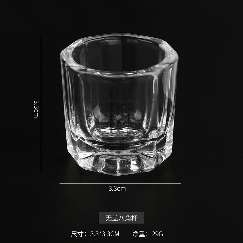 Glass Dish Bowl with Cap Liquid Powder Nail Art Tools