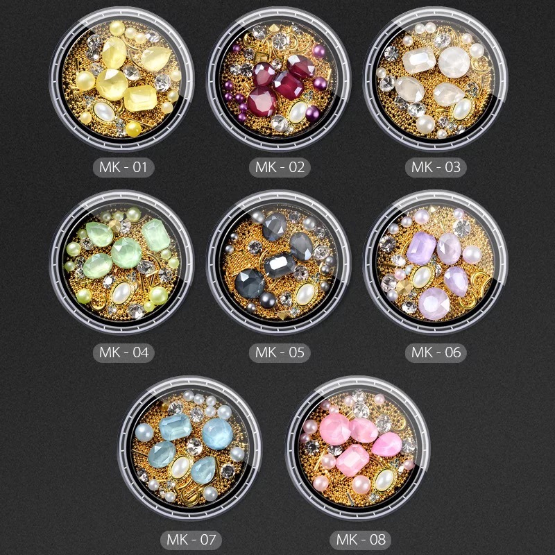 Mocha Stones Mixed Beads for DIY Design Manicure Nail Art