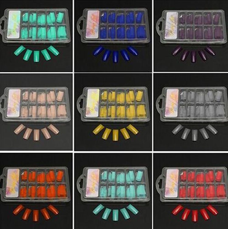 100PCS/Set DIY Nail Art Colored French Tips False Nail Tips