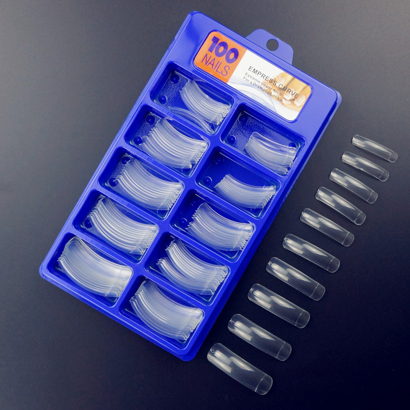 100PCS Empress Curve Acrylic Nail Art Long French Nail Tips Clear