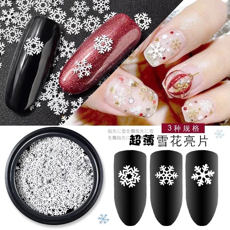Snow Flake 3D White Slices Sequins Piece Manicure Accessories Decoration