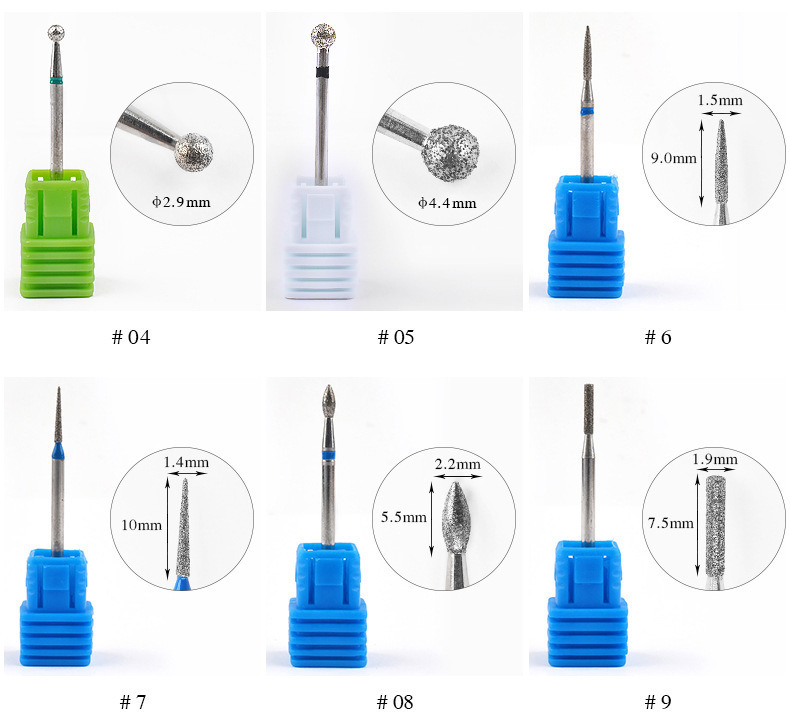 Diamond Nail Drill Bits Cuticle Clean Electric Manicure Machine Accessories