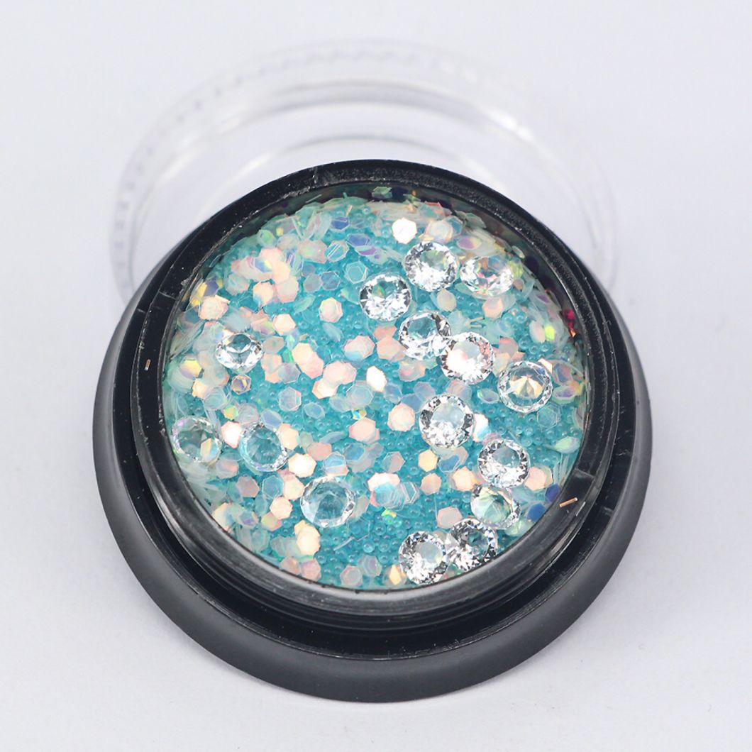 Mixed Diamonds and Beads with Glitter Nail Art Decorations DIY