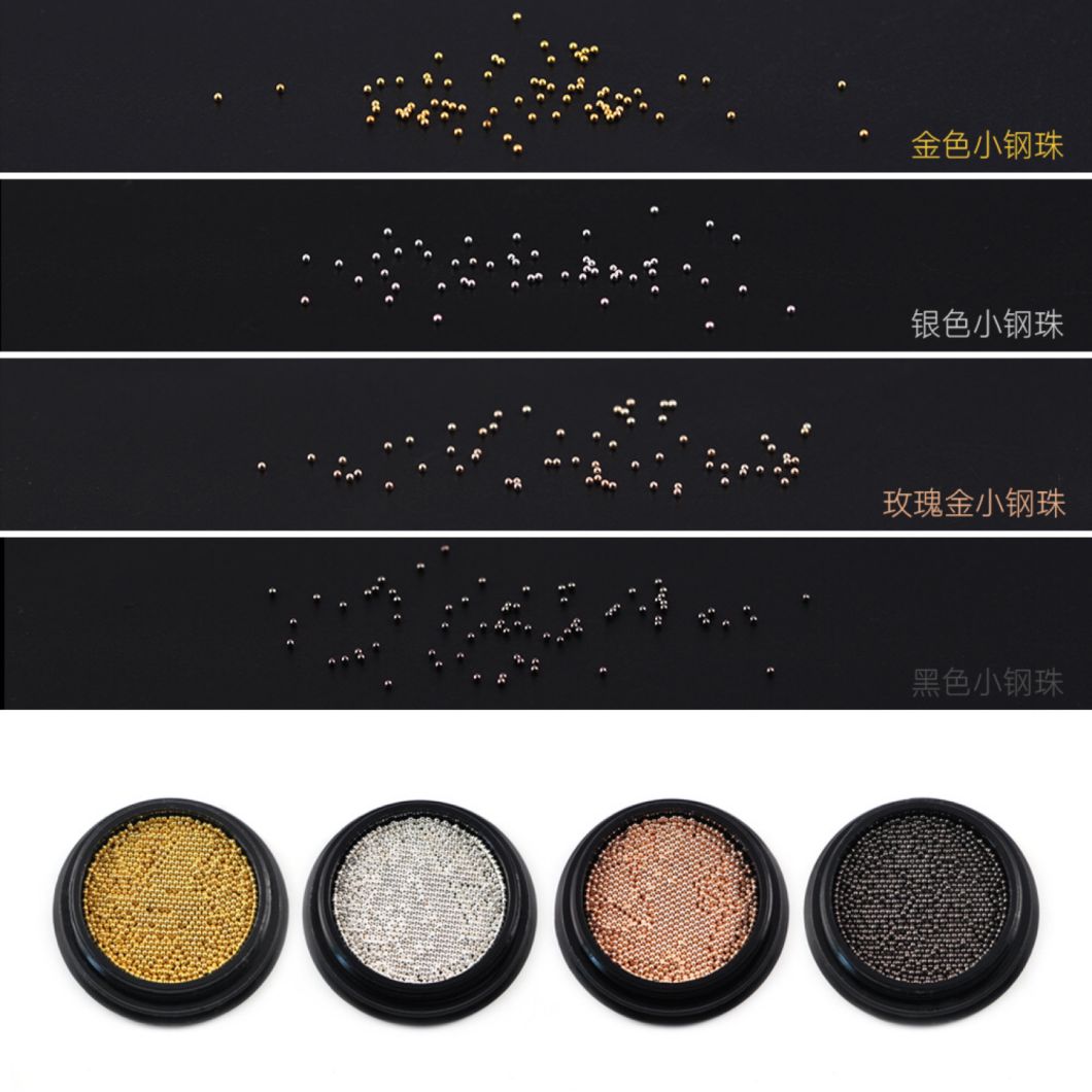 Tiny Steel Beads Manicure Jewelry Rose Gold Silver Black Decoration