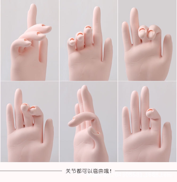 Bendable Practice Flexible Movable Soft Fake Hands Nail Art Training