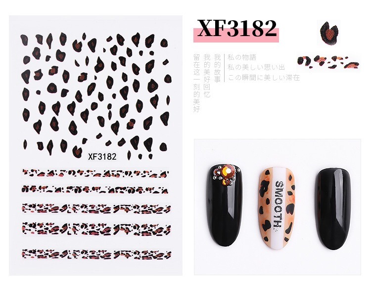 Leopard Print Stickers Nails Foils Transfer Decals Polishing Sliders Nails