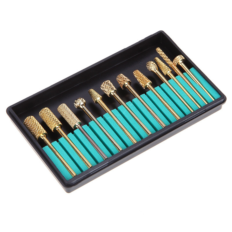 12PCS/Set Alloy Tungsten Steel Golden Nail Drill Bits