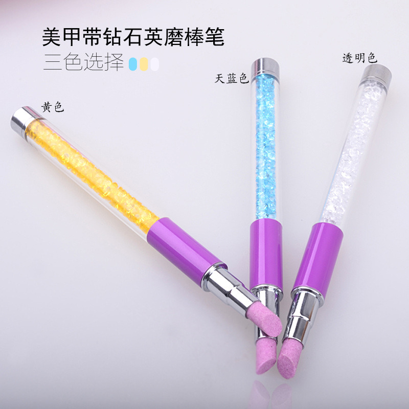 Crystal Handle Acrylic Cuticle Remover Brush Pen Tool Nail Art