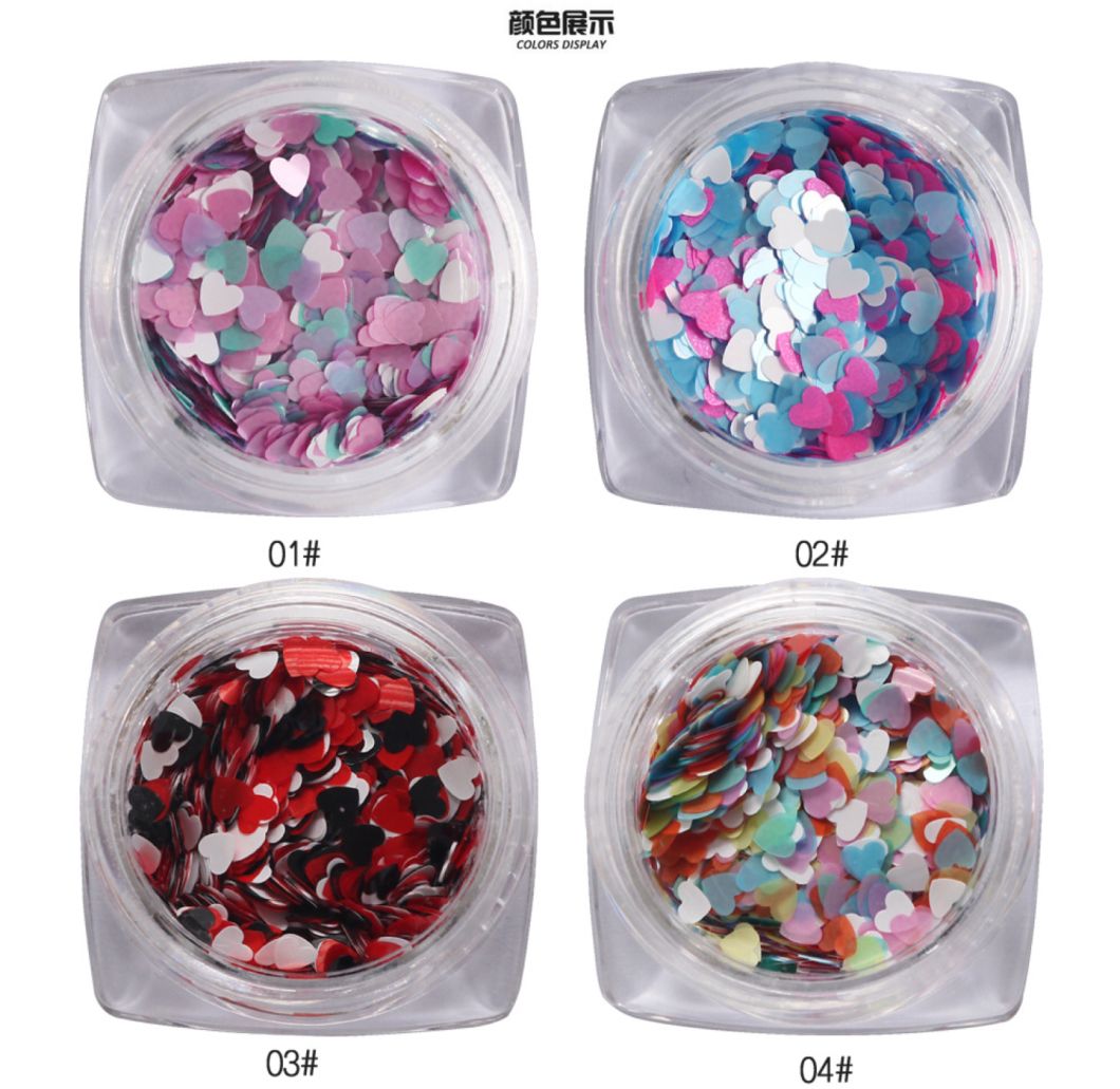 Mixed Color Heart Shape Nail Sequins Glitter Nail Art Decoration