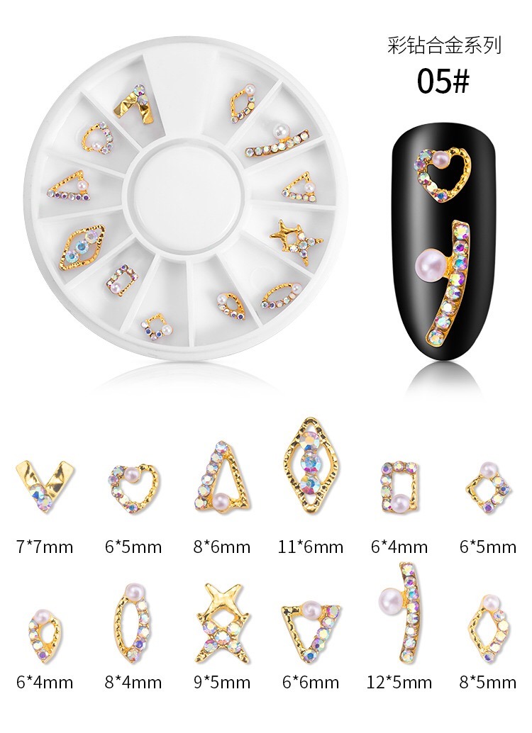 Charms Metal Alloy Diamonds Pearl Jewelry Nail Art Decorations Accessories
