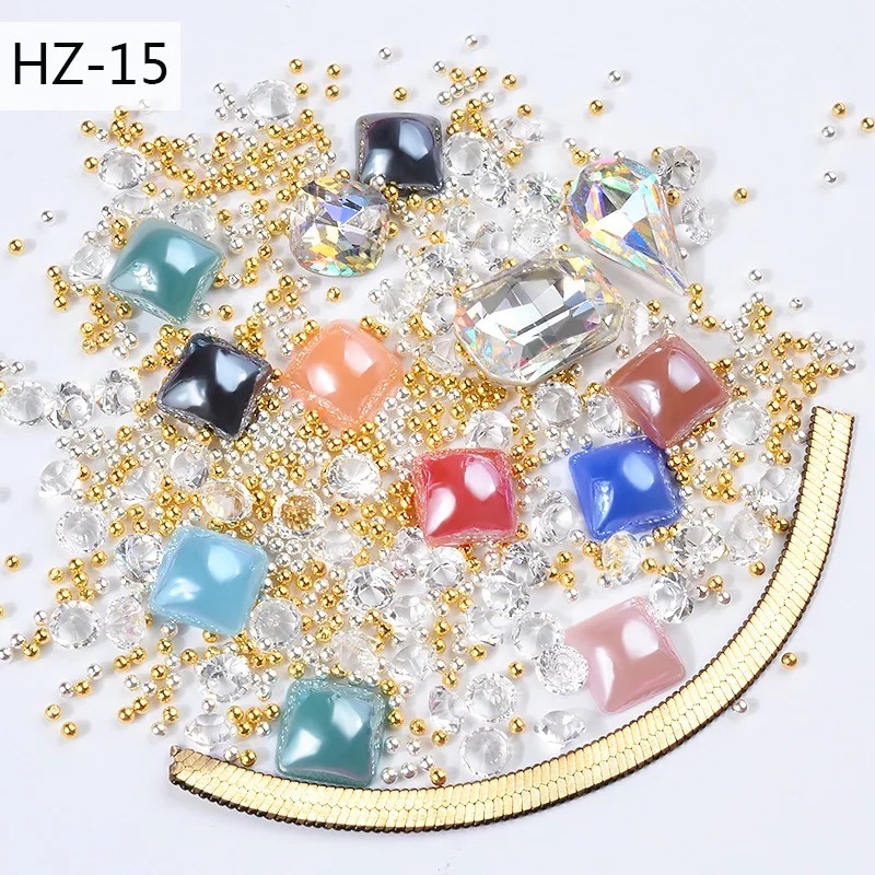 Mixed Nail Art Designs Alloy with Rhinestone Pearl Metal Cham